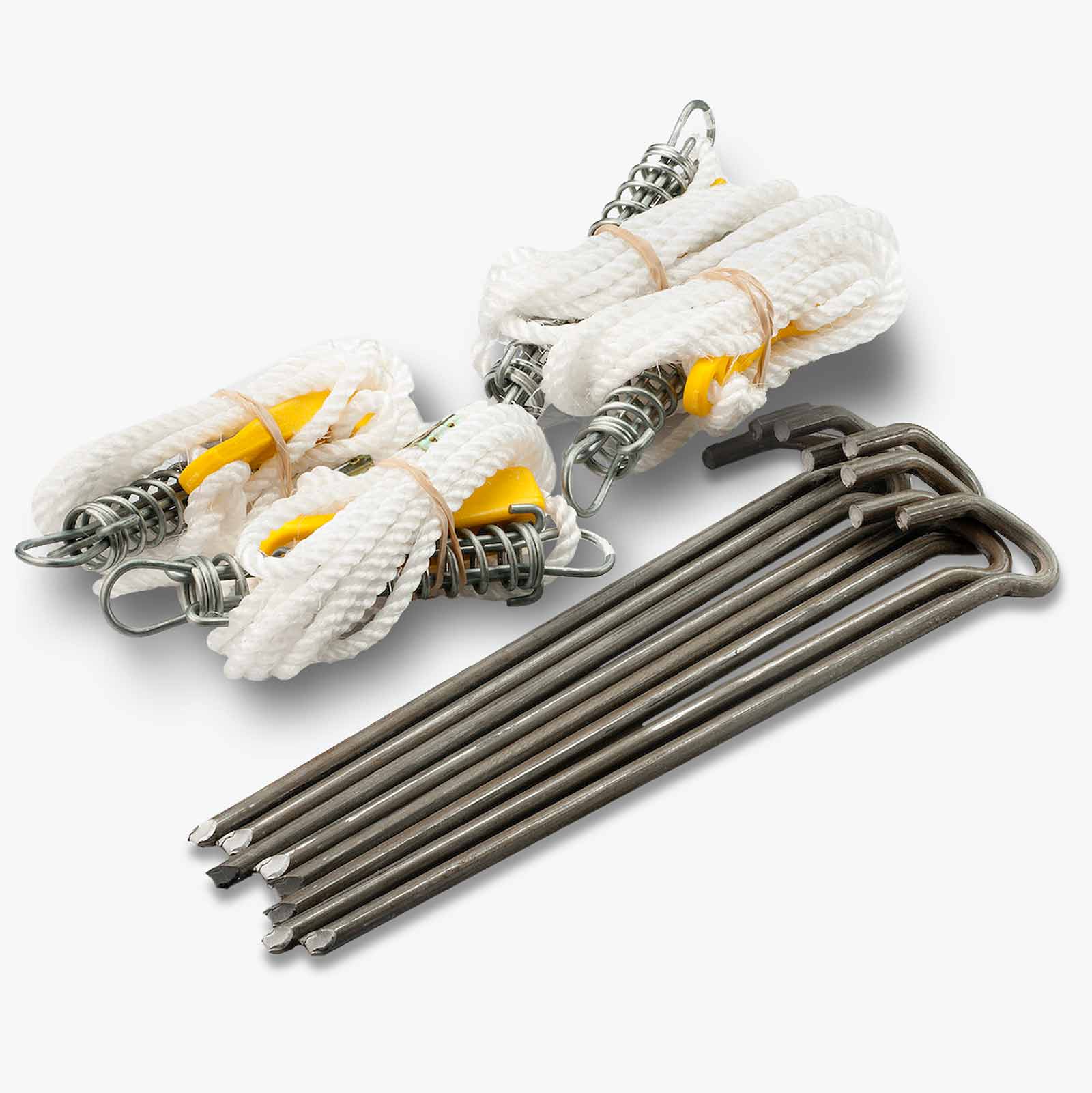 Heavy Duty Pegs And Guy Ropes With Spring Tensioners