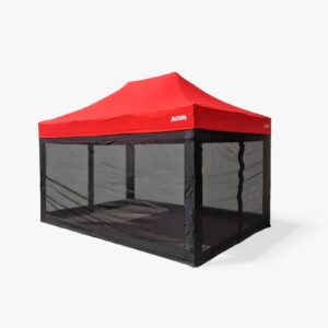 Altegra 3x4.5m mesh wall kit fit to our Heavy Duty 3x4.5m gazebo with red UPF50+ canopy - complete protection from the sun, rain, and bugs like midges, flies, and mosquitos.