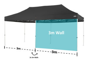 Altegra 3x6m marquee image displaying the 3 metre wall panel section for 3m wall compatibility.