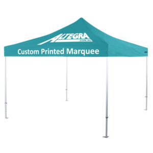 Altegra Heavy Duty 4x4m custom printed event marquee - our 16m^2 square event marquee with options to custom print the entire canopy with your logo and colours or brand.