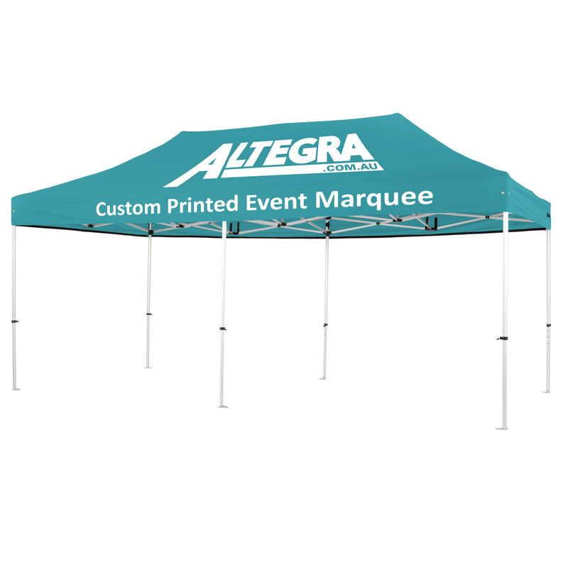 Altegra Pro Lite 3x6m light folding event marquee with custom printed canopy - an event marquee for easy deployment and transportation that is complete with Australia's highest standards for event safety.