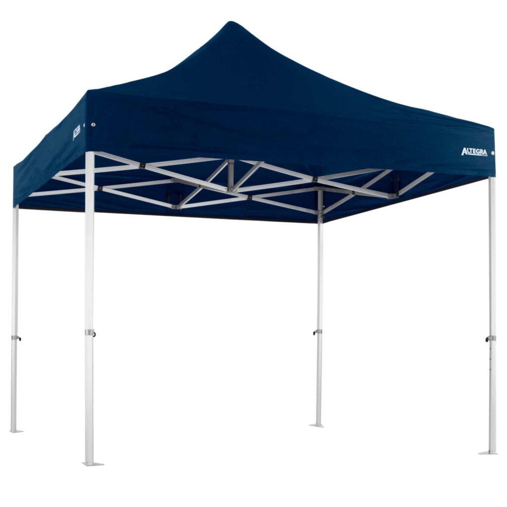 Altegra 3x3m Heavy Duty gazebo - Australia's iconic premium pop up tent for events - 50mm (58mm diag.) hexagonal aluminium legs locked together with aluminium joints and topped with our UPF50+ elite canopy in Navy Blue.