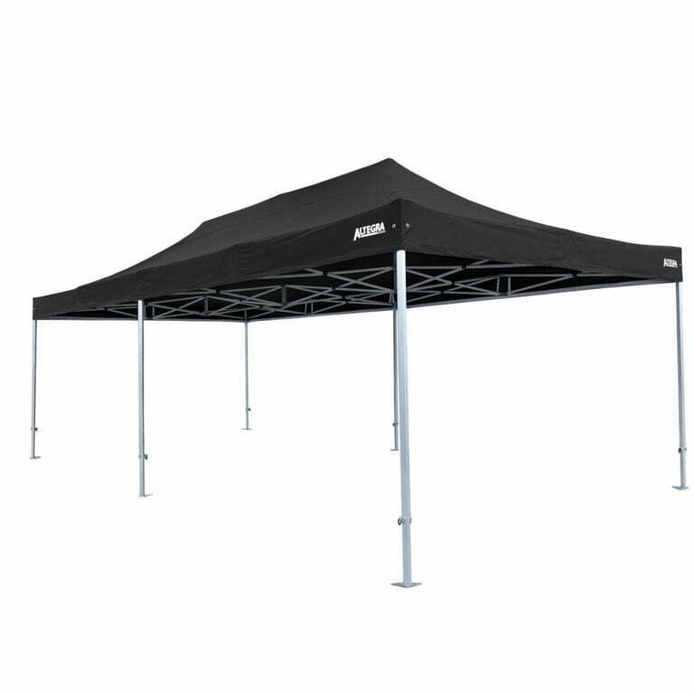 Altegra Heavy Duty 4x8m marquee with black canopy - our large folding event marquee for the rapid deployment of a dependable shelter that covers up to 50 people.