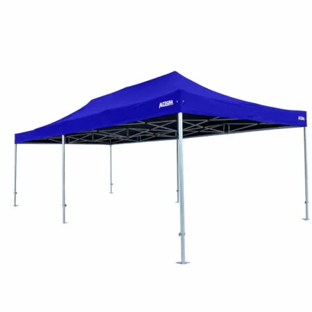 Altegra Heavy Duty 4x8m marquee with royal blue canopy - our large folding event marquee for the rapid deployment of a dependable shelter that covers up to 50 people.