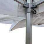 Altegra Marquee joining gutter in white attached to white event marquees - an essential accessory to weather-proof connected marquees and gazebos.