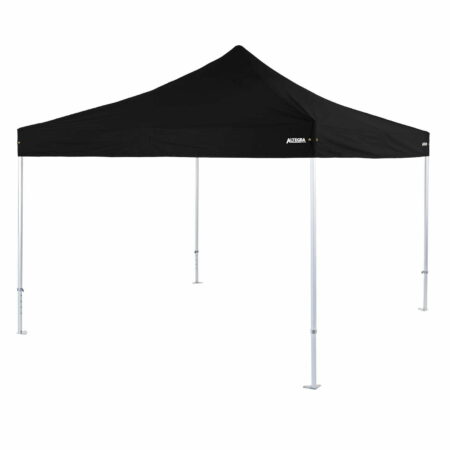 Altegra Heavy Duty 4x4m folding marquee in black - a 50mm aluminium marquee frame with full reinforcing and UPF50+ canopy make the heavy duty 4x4m marquee from Altegra the professional's choice.