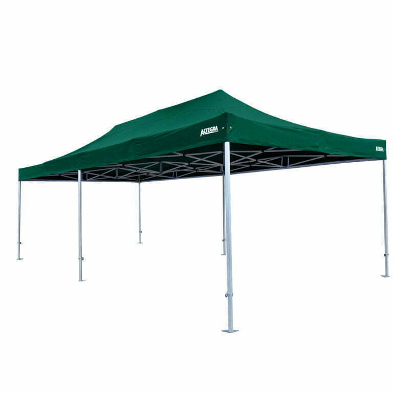 Altegra Heavy Duty 4x8m marquee with green canopy - our large folding event marquee for the rapid deployment of a dependable shelter that covers up to 50 people.
