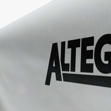 Altegra heavy weight PVC marquee canopy in white image - a 520GSM PVC material that's designed to be long lasting and robust in the face of inclement weather conditions.