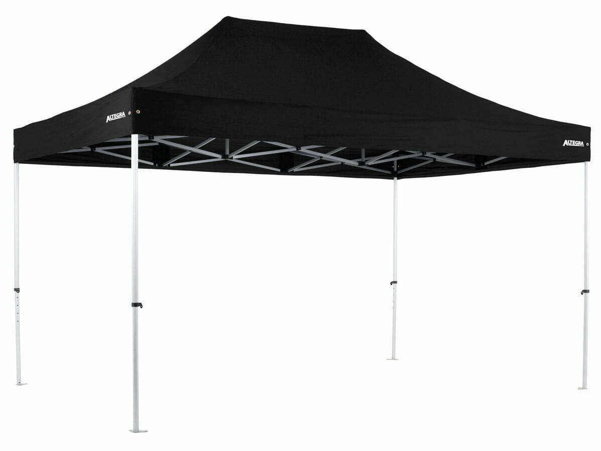 Altegra Pro Lite 3x4.5m gazebo with black canopy - our light aluminium 3x4.5m gazebo that's light and robust; the beauty of aluminium and refined engineering.