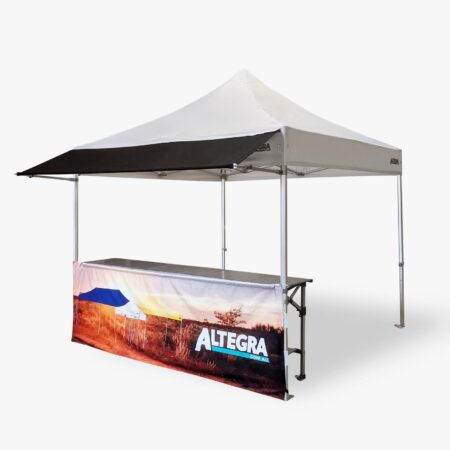 Altegra custom printed 3m half wall - a custom branded 3m gazebo half wall with structured mast and bracket kit.