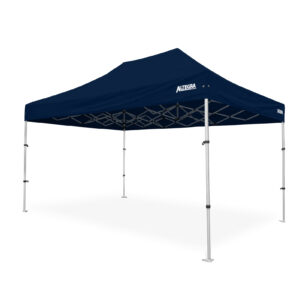 Altegra Pro Lite Compact 3x4.5m gazebo with navy blue canopy - Altegra's Compact frame design folds the 3x4.5m gazebo down into a highly portable 93cm folded gazebo height.