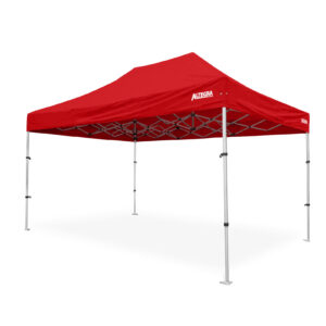 Altegra Pro Lite Compact 3x4.5m gazebo with red canopy - Altegra's Compact frame design folds the 3x4.5m gazebo down into a highly portable 93cm folded gazebo height.