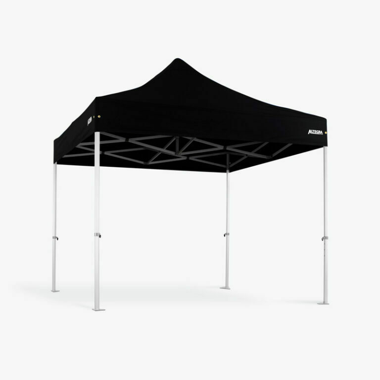 Altegra Heavy Duty 3x3m marquee with black canopy - Australia's leading commercial-grade 3m x 3m portable shelter providing comprehensive weather protection and a Lifetime Warranty for peace of mind.