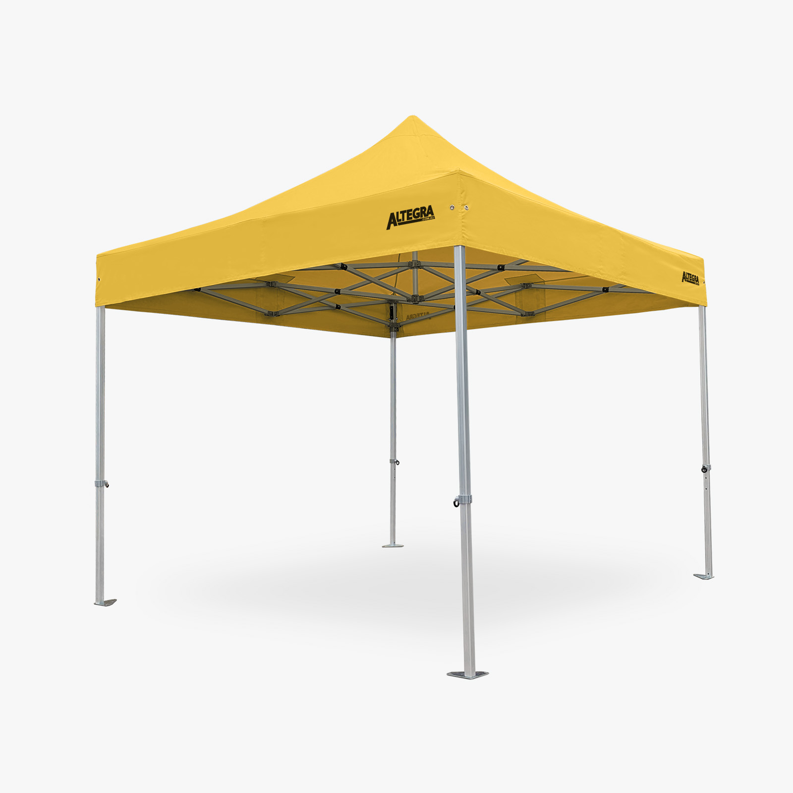 Altegra Geo45 commercial aluminium 3x3 gazebo with yellow waterproof canopy