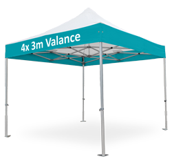 Altegra Geo45 commercial aluminium 3x3 gazebo with custom printed canopy - 4x 3m Valances printed with your colours and branding
