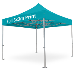 Altegra Geo45 commercial aluminium 3x3 gazebo with custom printed canopy - Full 3x3m canopy print