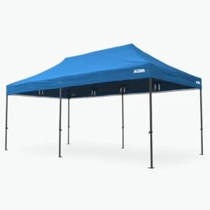 Altegra GRP Composite Pro Lite 3x6m Light Commercial Marquee with sky blue 99% UVE, 100% Waterproof canopy - The evolution of 3m x 6m folding marquees adding up to 400% strength over aluminium at the same weight. Non corroding frame, non-conductive material, extremely strong, and doesn't heat up in the sunshine. Topped with a leading marquee roof for full protection from the elements.
